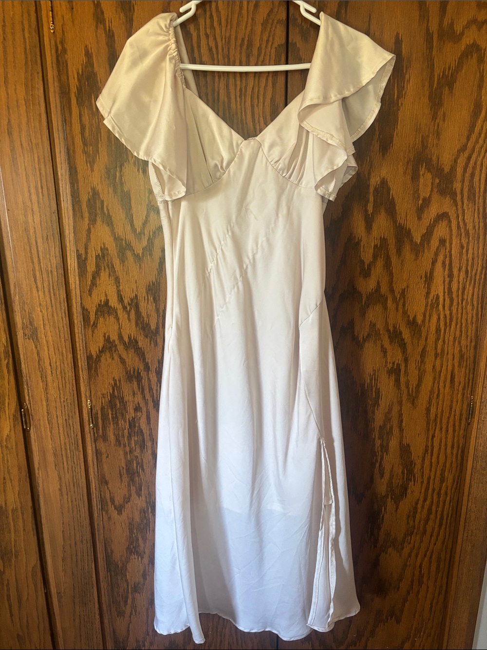 Amazon Cream Midi Dress with Ruffle Sleeves